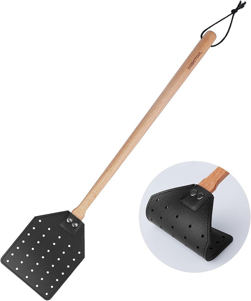 DEBETOOL Fly Swatter - Long Hand Wood Fly Swatters with Hanging Rope, Heavy Duty Fly swatter for Home/Classroom/Office(Black) - Image 1